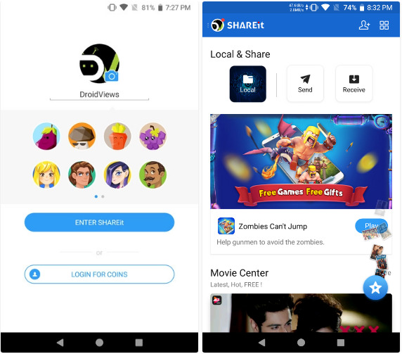 تحميل الشير ات "2022" SHAREit .APK 6.20.88 مشاركة الملفات بالواي فاي بدون إعلانات 7 بدأ تشغيل تطبيق شير ات