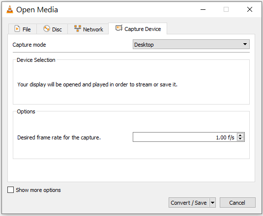 تحميل في ال سي 2021: VLC v3.3.4 APK, EXE أفضل مشغل للصوت والفيديو 12 كتابة 10.00f/s في Desired frame rate to capture