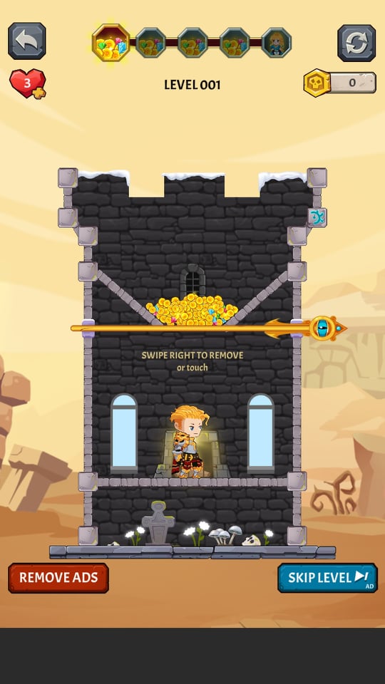 تحميل How To Loot Pin Pull and Hero Rescue APK (إجمع النقود واحمي الأميرة) 7 بدء اللعبة