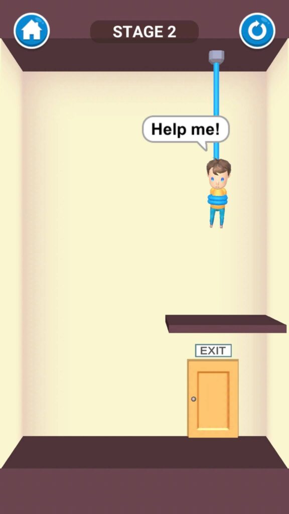 تحميل لعبة Rescue Cut APK لعبة بازل قطع الإنقاذ للموبايل! 6 تستمر في المستوى الثاني في قطع الحبل الخاص بالإنقاذ