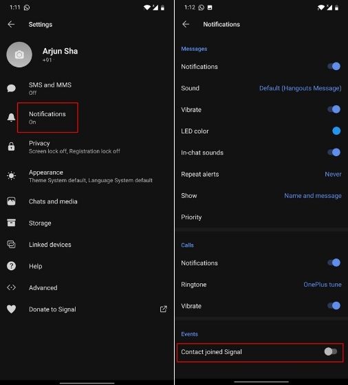 تحميل سيجنال 2024 Signal APK 7.7.1 أفضل بديل مجاني للواتساب والتيليجرام! 9 إلغاء تفعيل إشعار Contact Joined Signal
