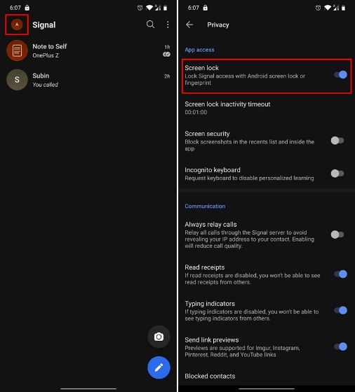 تحميل سيجنال 2024 Signal APK 7.7.1 أفضل بديل مجاني للواتساب والتيليجرام! 7 تفعيل خاصية Screen lock في تطبيق Signal