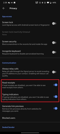 تحميل سيجنال 2024 Signal APK 7.7.1 أفضل بديل مجاني للواتساب والتيليجرام! 6 تنشيط أو إلغاء مؤشر الكتابة وتقارير القراءة في تطبيق سيجنال