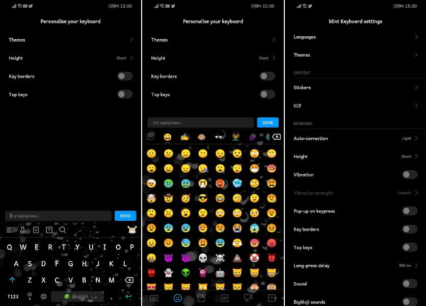افضل 10 تطبيقات لوحة مفاتيح للاندرويد قم بتغيير شكل كيبورد هاتفك الآن! 8 Mint Emoji Keyboard