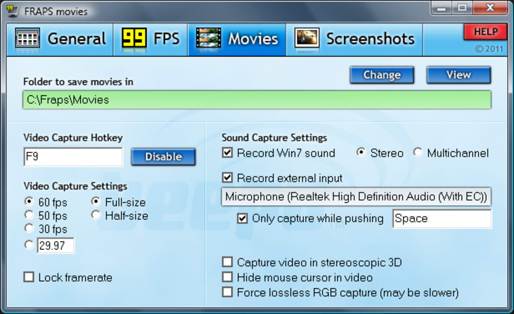 تحميل Fraps 3.5.99 أحدث إصدار: أفضل برنامج تصوير الألعاب بدون تقطيع للكمبيوتر 6 Fraps download