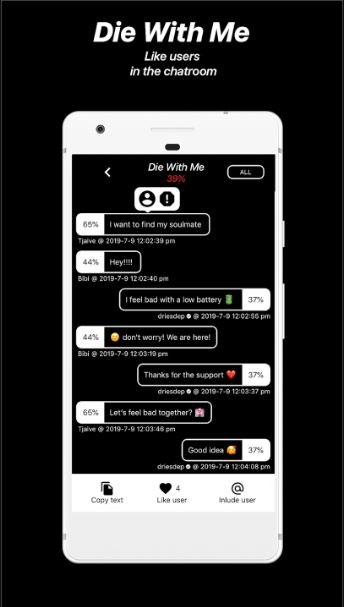 تحميل تطبيق Die With Me v3.0.2: دردِش إذا كان هاتفك 5%! 7 داي ويذ مي